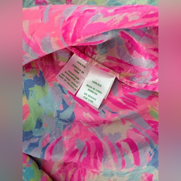 RARE Lilly Pulitzer 100% Silk Renato Tunic Palm Beach Coral Sample S - Picture 7 of 8